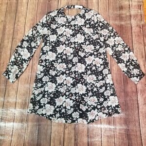 ASTR the Label Womens Dress Black Size L Large Long Sleeve Halter Neck Floral